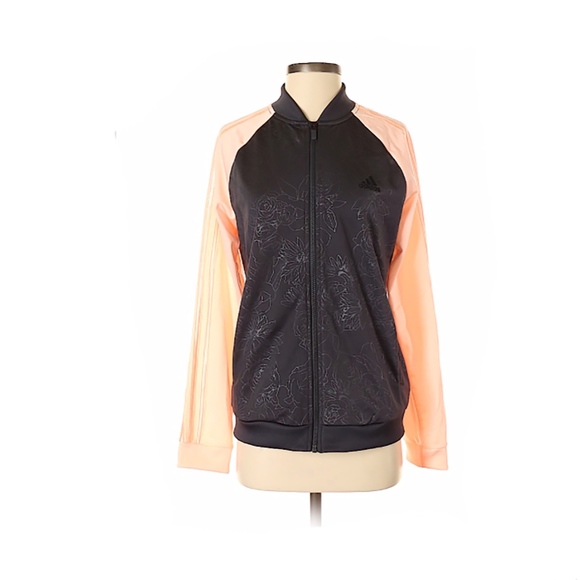 Adidas~Floral Track Jacket~Pink & Black~Size M - Picture 1 of 6